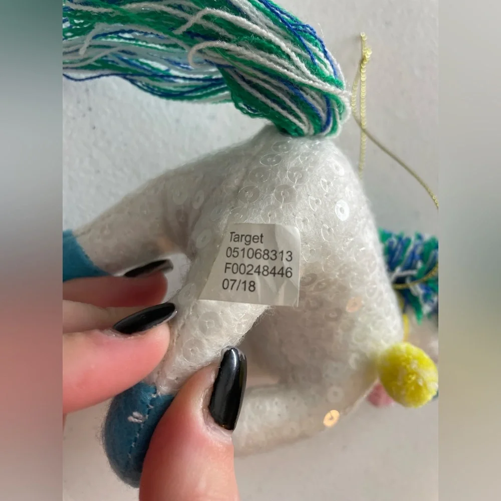 Target Sequin Plush Unicorn 🦄 Christmas Ornament Holiday Decor Blue White